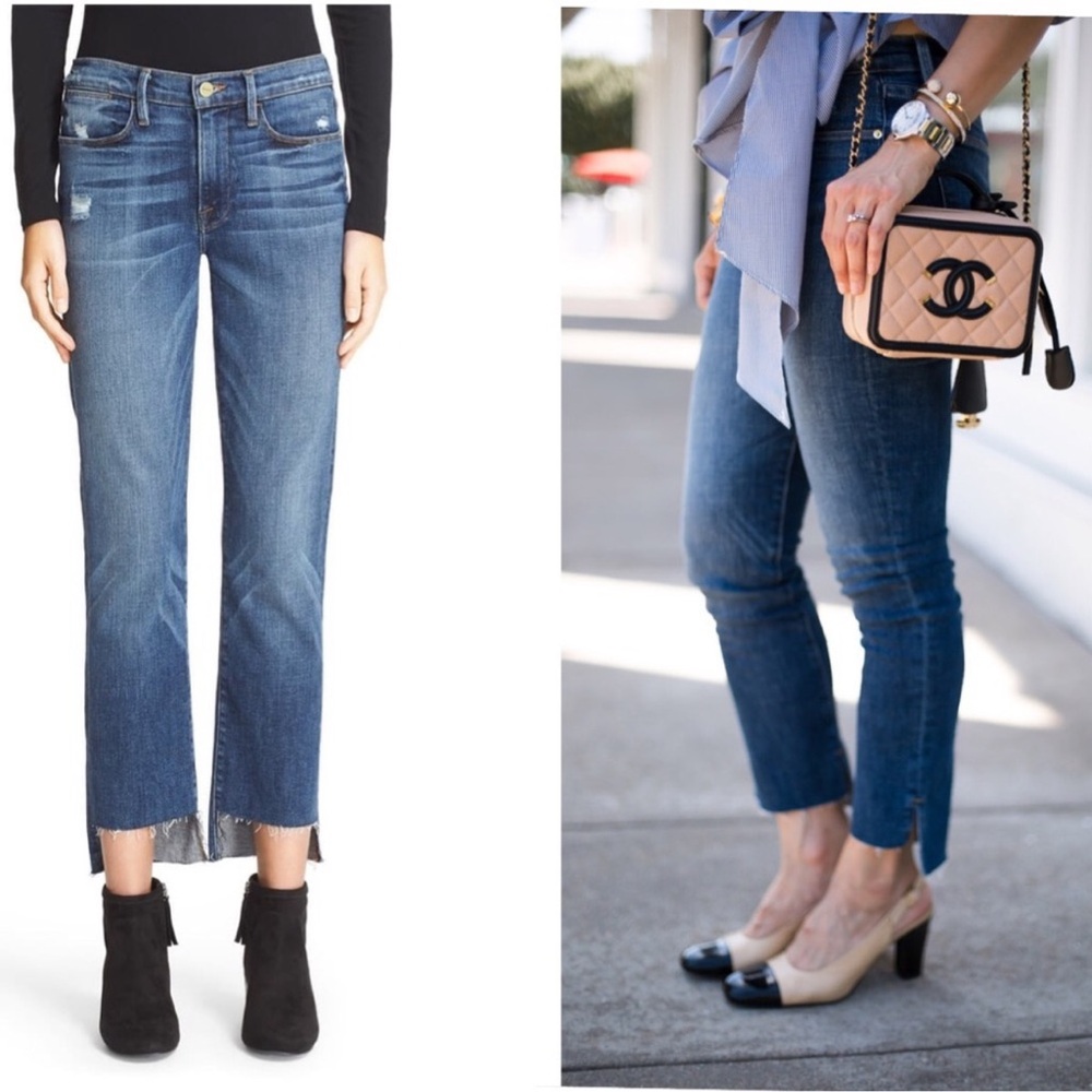 Le high skinny with a step frayed hem